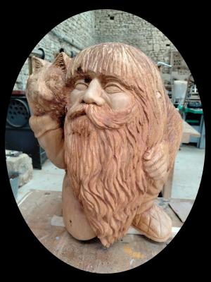 Mr chat damavoi sculpture en marronier